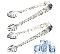2 pinze da zucchero in acciaio inox, resistenti al calore, mini pinze da portata per antipasti, ghiaccio, tè, caffè, cibo, cucina, insalata, griglia, pinze da cucina a forma di U, argento