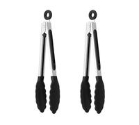 2 pinze in silicone per Airfryer, pinze in silicone, Tongs Kitchen con punta in gomma antiaderente sigillata e manico in acciaio rivestito in silicone, pinze per carne in acciaio inox, ideali per