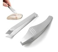 2 pinzette a spina di pesce, in acciaio inox, color argento, pinzetta piatta e obliqua, pinzetta da cucina, pinzetta per sbavature, per cucina, sala da pranzo, pesce, anatra, maiale