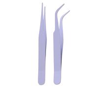 2 pinzette per ciglia in acciaio con 2 custodie protettive diritte a gomito, strumenti di precisione per fai da te, posizionamento di decalcomanie