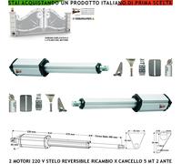 2 PISTONI REVERSIBILI 220 V CORSA 400 MM CANCELLO ELETTRICO 2 ANTE DA 2,5 METRI