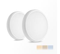 2 Plafoniera Bagno, 18W 2200lm Ø 23CM, 3CCT LED Rotonda, Facile Da Installare, Plafoniera LED Adatta Per Corridoio, Cucina, Camera, Ripostiglio, Ufficio, Garage.