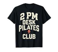 2 PM Desk Pilates Club Slump Work Humor Office Maglietta