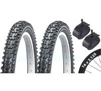 2 Pneumatici Bici Mountain Bike 16 x 2.0 Con Tubes Schrader Nero ASC