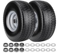 2 pneumatici e ruote da 15 x 6,00-6, 15 x 6-6 NHS con mozzo centrato da 3 pollici per John Deere/Husqvarna/artigiano, trattore da prato, con cuscinetti da 3/4" e 5/8" e 1"