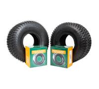 2 Pneumatici incl. tubo con valvola dritta 15x6,00-6 per trattorini rasaerba