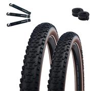 2 pneumatici per bicicletta Schwalbe Smart Sam Performance ADDIX E-25 Braun-Reflex 57-622 (29 x 2,25) + 2 tubi Schwalbe SV19 con leva per pneumatici maxxi4you