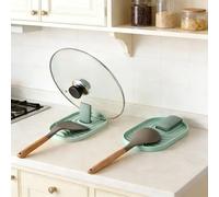 2 poggiamestolo per piano cottura, multifunzionale, pieghevole, coperchio per pentole, coperchi per pentole, accessori da cucina, scaffali, utensili per la casa (verde)