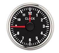 2 pollici Orologio universale 0 12 contaore Indicatori del quadro strumenti Display Retroilluminazione rossa 12V/24V sostituzione per yacht sostituzione per auto(Quadrante nero con cornice argento)