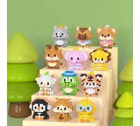 2 pollici Serie animali da compagnia Costruzione di blocchi, Giocattolo di assemblaggio modello animale cartoni animati carino, Regalo creativo Ornamento da scrivania Decorazione per la stanza criceto