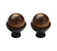 2 pomelli in legno per armadietti con base in metallo, pomelli rotondi per cassetti in legno per comò, armadi, mobili da cucina, maniglie per mobili, legno di noce nero