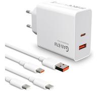 2 Port 67W Caricatore Rapido Adattatore USB C con 2 Pack Cavo USB C 2m per Xiaomi Xiaomi Redmi 13T/ 13/ 12S Ultra/ 13 Lite/ 12X/ 11T,Note 13Pro/12Pro/11Pro,11S 11 Ultra,Poco F5 X5 Pro