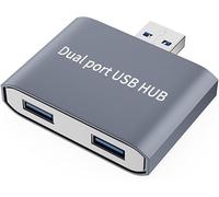 2-Port USB 3.0 Hub per Laptop, Dual USB Hub, Fast Data Transfer for Printer, Keyboard, Notebook 9 and USB Charging Cable (Gray)