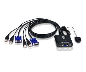 2-Port USB VGA Cable KVM Switch with Remote Port Selector