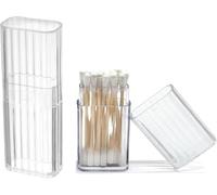 2 porta cotton fioc da viaggio in plastica trasparente con coperchio antipolvere, organizer multiuso portatile per articoli da toeletta, cravatte, stuzzicadenti, cosmetici