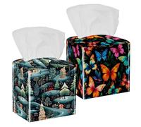 2 porta fazzoletti quadrati a forma di farfalla, impermeabile, moderno porta tovaglioli per camera da letto, bagno, comò, comodino, ufficio, scrivania