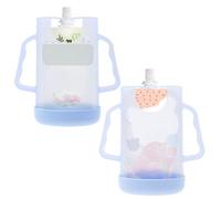 2 porta sacchetti in plastica, con manico ergonomico, facile da pulire, per purea di frutta, per alimenti, bibite per bambini (blu)
