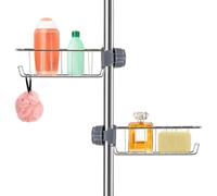 2 Porta Sapone per Doccia, Porta Bagnoschiuma, Portaoggetti per Asta da 18-25mm, Disegno Argento - Per Conservare Shampoo e Sapone