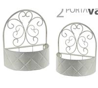 2 PORTA VASO DA APPENDERE SOSPESO APPESO PIANTE FIORI BIANCO CASA GIARDINO 38/29