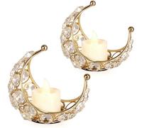 2 portacandele in cristallo a forma di luna, portacandele romantico, in ferro, incavato, bruciatore di incenso a mezzaluna, per tavolo da pranzo, festa di nozze, centrotavola decorativo