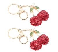 2 portachiavi a forma di ciliegia con strass: ciondolo a forma di sacchetto di
