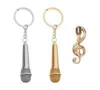 2 Portachiavi A Forma Di Microfono E 1 Spilla, Tema Musicale, Aspetto Accattivante E Facile Da Riconoscere, Leggero E Portatile, Zaini E Decorazioni Portatili.