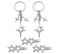 2 Portachiavi A Forma Di Stella, 3 Forcine Per Capelli, Stile Punk Hip Hop, Regali Quotidiani Per Le Donne, Decorazione Della Borsa, Forcine Rotte Carine E Fresche, Acconciatura Solida.