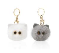 2 Portachiavi Con Animali Carini, Portachiavi In Peluche, Portachiavi Per Ragazza, Ciondolo Decorativo Creativo, Portachiavi Regalo (Grigio, Bianco)