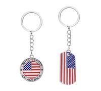 2 Portachiavi Con Bandiera Americana, Portachiavi Con Ciondolo In Metallo, Portachiavi Con Asta Bandiera Creativa, Ciondolo Per Borsa, Regalo Con Bandiera Americana