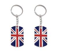 2 Portachiavi Con Bandiera Britannica, Portachiavi Quadrati, Portachiavi Con Ciondolo In Metallo, Ciondoli Per Borse Creativi, Regali Creativi Con Bandiera Britannica