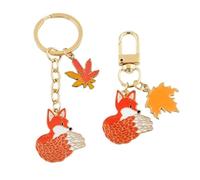 2 Portachiavi Con Foglia D'Acero Con Volpe, Portachiavi Con Animali Carini, Ciondoli Per Borse Interessanti, Portachiavi In Metallo Creativo