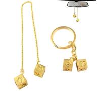 2 portachiavi Han Solo portafortuna dorato con dadi Han Solo Dice portafortuna ornamento da appendere Star Wars ciondolo portachiavi regalo per specchietto retrovisore auto, accessori portachiavi o