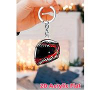 2 Portachiavi in acrilico a forma di casco da moto classico 2D, accessorio indispensabile per gli appassionati di sport estremi vintage, adatto per decorare zaini, chiavi di auto, cartelle, ideale com