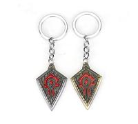2 portachiavi in lega retrò con logo della bandiera tribale di World of Warcraft (oro e argento)