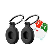 2 Portachiavi Neri e Custodia Protettiva Compatibile Con Apple Airtag - Pellicola Protettiva Antigraffio Inclusa - Accessori, Custodie Spesse, Cover, Supporto, Protezione ✮Garanzia A Vita✮