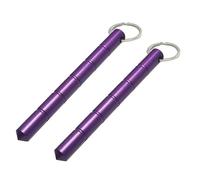 2 portachiavi per autodifesa in lega di alluminio, set di 2, rompighiaccio e strumento di deterrenza non letale, compatto discreto, viola., 12-16 cm x 10-16 mm