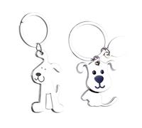 2 Portachiavi per Cani in Metallo e Con Animali - Forma di Animale, Simpatico Zaino per Cani (Argento)