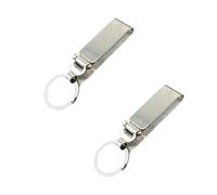 2 portachiavi per cintura, in acciaio inox, resistente, con fibbia a clip, portachiavi a sgancio rapido, accessori per manette della polizia e agenzie antincendio, Argento, 096# (Double Ring)