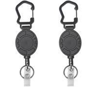 2 portachiavi retrattili, cavo in acciaio resistente da 59,9 cm, moschettone porta badge da 4,6 cm, clip per badge con passante per cintura, per escursionismo, ufficio, casa, lavori ad alta quota