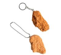 2 portachiavi simulati a forma di ali di pollo e uova di pollo, portachiavi con uova di pollo, stravaganti e umoristici, un regalo per tutti coloro che amano mangiare pollo, giallo., Taglia unica
