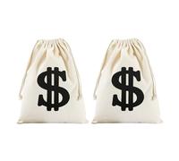 2 portafogli con segno del dollaro, portamonete in tela, per bancario, costume da ladro, costume da rapinatore, accessorio per costume da cowboy, sacchetto pasquale