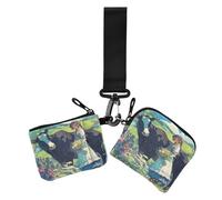 2 portafogli sottili e piatti per biglietti da visita con cinturino da polso per uso quotidiano, motivo mucca verde, 1 size, stampa artistica, Mucca in stile pastorale verde, 1 size, Stampa artistica