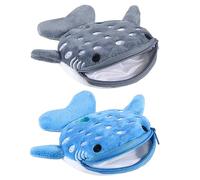 2 portamonete con squalo balena, grazioso portamonete in peluche a forma di squalo, piccola borsa per cosmetici, con cerniera, per cuffie, portachiavi, per donne e ragazze, Carino