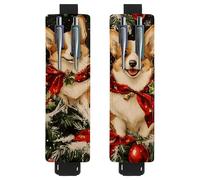 2 portapenne regolabili con fascia elastica per quaderni, in pelle PU, portapenne, custodia per penne con copertina rigida, libri, agende, raccoglitori, tablet, campane natalizie