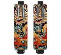 2 portapenne regolabili con fascia elastica per quaderni, in pelle PU, portapenne, custodia per riviste, libri, agende, raccoglitori, tablet, draghi di buon auspicio, fiori di peonia