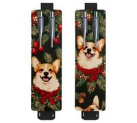 2 portapenne regolabili con fascia elastica per quaderni, in pelle PU, portapenne, custodia per riviste, libri, agende, raccoglitori, tablet, campane di Natale, bacche rosse