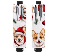 2 portapenne regolabili con fascia elastica per quaderni, in pelle PU, portapenne, custodia per riviste, libri, agende, raccoglitori, tablet, regali natalizi con campane Corgis Berry