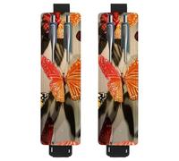 2 portapenne regolabili con fascia elastica per quaderni, in pelle PU, portapenne, per diari, libri, agende, raccoglitori, tablet, bellissime farfalle e ombre