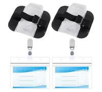 2 portare badge per braccio, badge orizzontali morbidi con fibbia in ferro, in pelle