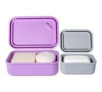 2 portasapone da viaggio color lavanda e grigio